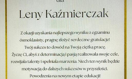 Zdjęcie do Serdeczne gratulacje dla Leny!