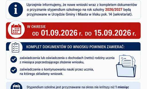 Zdjęcie do Stypendia szkolne na rok 2026/2027
